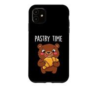 Carcasa para iPhone 11 Lindo Oso Croissant Pastelería Dibujos Animados Panadería Arte Animal Francés