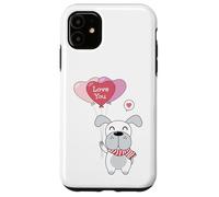 Carcasa para iPhone 11 Lindo Perro con un Globo de corazón Te Amo