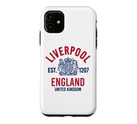 Carcasa para iPhone 11 Liverpool EST. 1207 Inglaterra UK Azul y Rojo Print