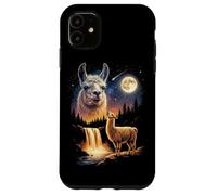 Carcasa para iPhone 11 Llama Aullando a la Luna, extraño Meme Divertido, Llama Alpaca de los 90