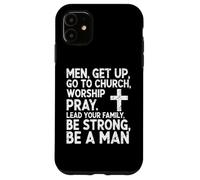 Carcasa para iPhone 11 Los Hombres se levantan Van a la Iglesia Adoración Orar Guíe a su Familia