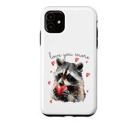 Carcasa para iPhone 11 Love You More Raccoon Holding a Heart Womens Cute Valentine
