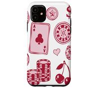 Carcasa para iPhone 11 Lucky Girl Energy Gambling Playing Cards Cherries and Dice