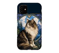 Carcasa para iPhone 11 Majestic Gato de Pelo Largo Art Nouveau Mountain