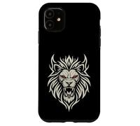 Carcasa para iPhone 11 Majestic Lion Tribal Design Poderosa Cabeza de León Ojos Rojos