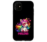 Carcasa para iPhone 11 Malena Nombre Personalizado Colorido Unicornio Mujer Ni