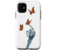 Carcasa para iPhone 11 Mano de Esqueleto con Mariposa monarca en Estilo de Arte Vintage