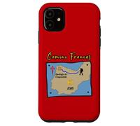 Carcasa para iPhone 11 Mapa del Camino Francés 2026 Santiago de Compostela Peregrino