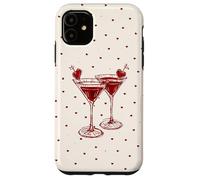 Carcasa para iPhone 11 Martini Glass Pink Olive Bartender and Hearts Cóctel Beige
