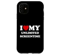 Carcasa para iPhone 11 Me Encanta (corazón) mi Tiempo de Pantalla Ilimitado