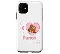 Carcasa para iPhone 11 Me Encanta Punch The Baby Monkey Hearts