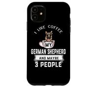 Carcasa para iPhone 11 Me Gusta el café mi Perro Pastor alemán y Tal Vez 3 Personas