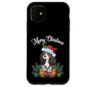 Carcasa para iPhone 11 Mens Womens Kids Merry Christmas Santa Cavalier Dog Mom