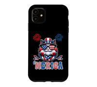 Carcasa para iPhone 11 Merica USA American Flag Patriotic Happy 4th of July Cat