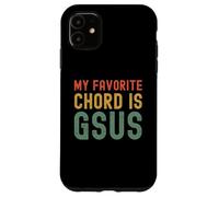 Carcasa para iPhone 11 Mi Acorde Favorito es Gsus Retro Christian Guitar Player Juego de Palabras