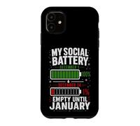 Carcasa para iPhone 11 Mi batería Social vacía hasta enero Navidad Divertida