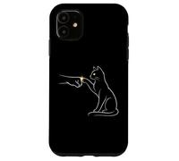 Carcasa para iPhone 11 Midnight Cat Touch Magical Bond Line Art Cat Silhouette