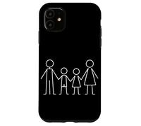 Carcasa para iPhone 11 Minimalista Familia Línea Arte Dibujo Mamá Papá Hi