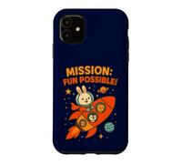 Carcasa para iPhone 11 Misión Divertida Posible: Lindo Conejito Astronauta y tripulación Espacial