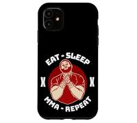 Carcasa para iPhone 11 MMA Cage Fighter Eat Sleep Repetir Artes Marciales Mixtas