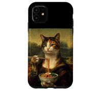 Carcasa para iPhone 11 Mona Lisa Comer Ramen Divertido Arte Clásico Ramen Foodie Mashup