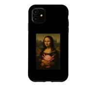 Carcasa para iPhone 11 Mona Lisa Sosteniendo Bebé Axolotl Divertido Da Vinci Pintura