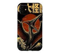 Carcasa para iPhone 11 Monstruo Cielo Volando Kaiju Pterosaurio sobre Ola Japonés Retro