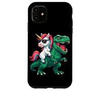 Carcasa para iPhone 11 Montando Unicornios, tiranos, míticos, prehistóricos, Rainbow Trex para niños