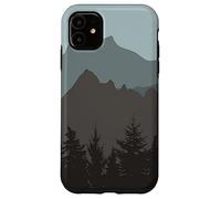 Carcasa para iPhone 11 Mountains Peaks Abstract Outdoor Nature Landscape Gray Blue