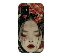 Carcasa para iPhone 11 Mujeres místicas japonesas y árbol de Cerezo Kanji japonés