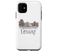 Carcasa para iPhone 11 Musée du Louvre Pirámide Acuarela Exterior París Francia