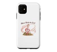 Carcasa para iPhone 11 Music Heals The Soul de Mujer con cáncer con Cinta Rosa