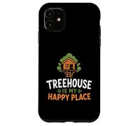 Carcasa para iPhone 11 Nature Tree House Trees Quote Funny Happy Place Treehouse