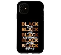 Carcasa para iPhone 11 Negro Amor Alegría Excelencia Orgullo Historia Mes Mujeres Hombres Niños
