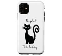Carcasa para iPhone 11 Negro Gato Lindo Divertido Diciendo Que La Gente No Hoy No