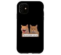Carcasa para iPhone 11 Neurospicy My Social Meter Runs out Funny Introvert Cat Meme