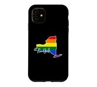 Carcasa para iPhone 11 New York Mapa USA Estado Arco Iris Bandera Pride Month