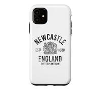 Carcasa para iPhone 11 Newcastle Inglaterra Reino Unido EST. 1080 Negro Envejecido Print