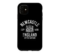 Carcasa para iPhone 11 Newcastle Inglaterra Reino Unido EST. 1080 Negro Envejecido Print