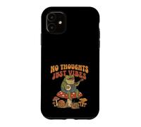 Carcasa para iPhone 11 No Thoughts Just Vibes Frog Mindfulness Meditation Mushroom