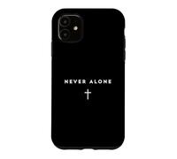 Carcasa para iPhone 11 Nunca Solo Jesús Versículo bíblico católico con Cruz Simple