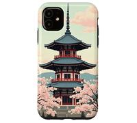 Carcasa para iPhone 11 Pagoda Japonesa Flor de Cerezo Primavera Paisaje Diseño