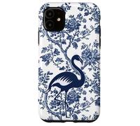 Carcasa para iPhone 11 Pájaro Chinoiserie Floral Azul Supercute Flamingo