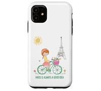 Carcasa para iPhone 11 París es Siempre una Buena Idea Linda Chica en Bicicleta