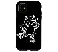 Carcasa para iPhone 11 Patinaje sobre Ruedas Parque de Patinaje Kawaii Cat
