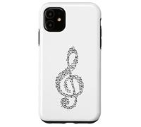 Carcasa para iPhone 11 Patrón de músico de Mosaico de Notas para Amantes de la música de Clave de Sol