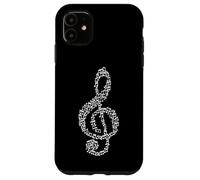 Carcasa para iPhone 11 Patrón de músico de Mosaico de Notas para Amantes de la música de Clave de Sol