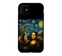 Carcasa para iPhone 11 Pendientes Divertidos con Forma de Selfie para niña de Mona Lisa, diseño de Perlas, Color Crema