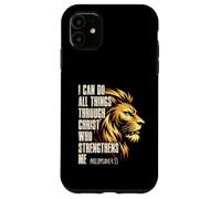 Carcasa para iPhone 11 Philippians 4:13 Religious Lion Strengthens Christian