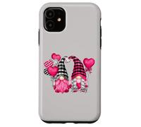 Carcasa para iPhone 11 Pink Buffalo Plaid and Heart Balloons Valentine's GNOME